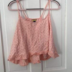 Peach Lacy Crop Tank Top